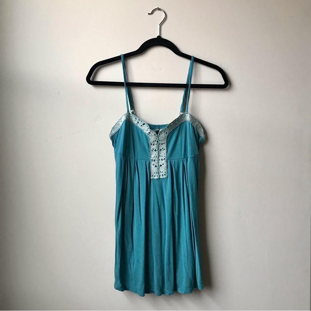 Ecoté Teal Tie-Back Babydoll Tank (Size S)